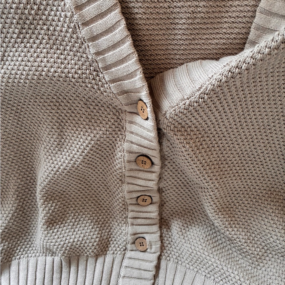 Women's Classic Button-Front Knit Cardigan and pants Set. Beige